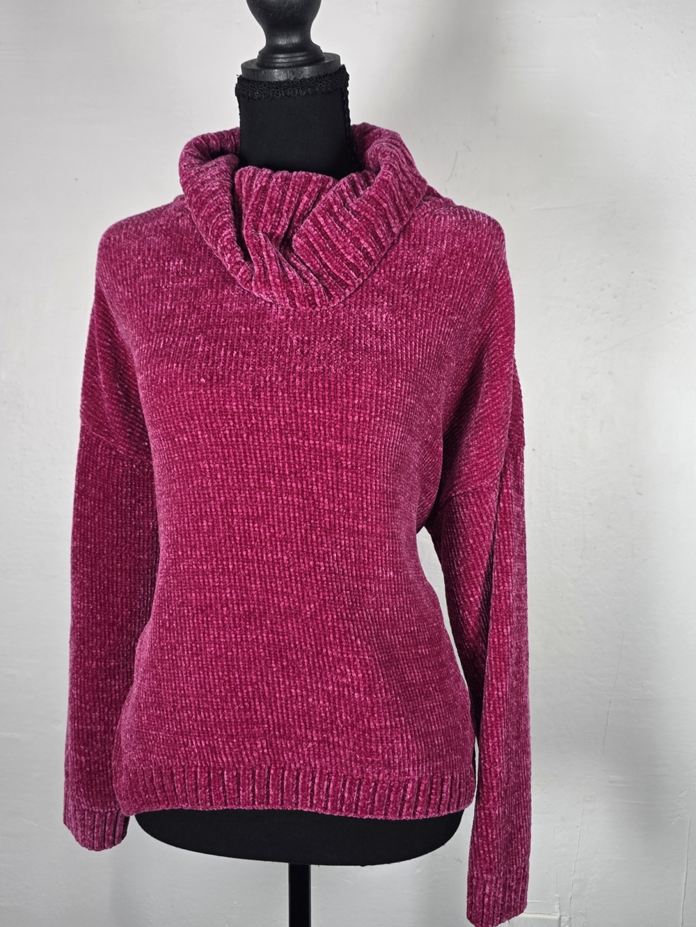 Time and Tru Chenille Cowl Neck Sweater - Magenta - Picture 2 of 4